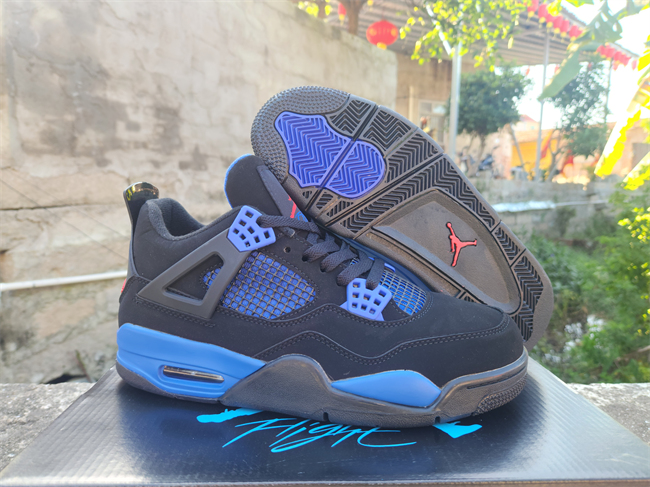 Women's Running weapon Air Jordan 4 Black/Blue Shoes 0107 Women's Running weapon Air Jordan 4 Black/Blue Shoes 0107